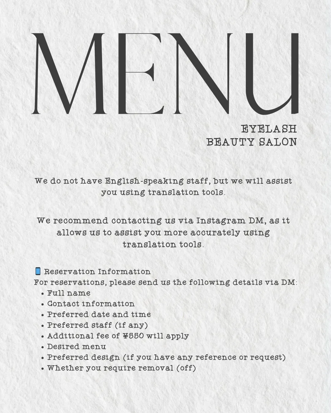 Welcome to our salon.